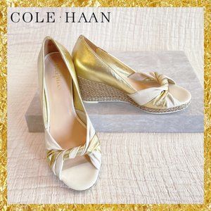 Cole Haan Gold Espadrille Wedge sz 6 EUC Sandals